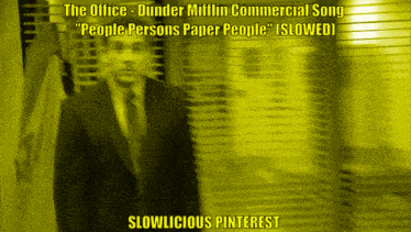 a blurred image of a man in a suit and tie with slowlicious pinterest written below him