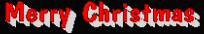 the words merry christmas are written in red and white on a black background