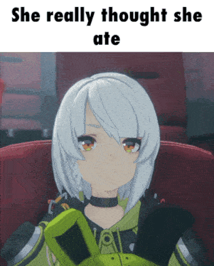 a picture of a girl with the words she really thought she ate below her