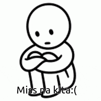 a black and white drawing of a person sitting down with their arms crossed and the words miss na kita .
