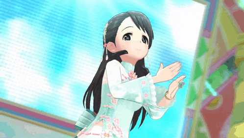 a girl with long hair is wearing a white dress