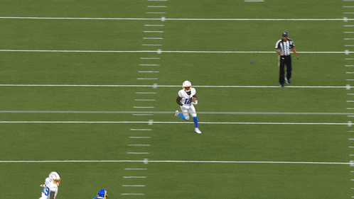 a group of football players are playing a game on a field and one player has the number 24 on his jersey