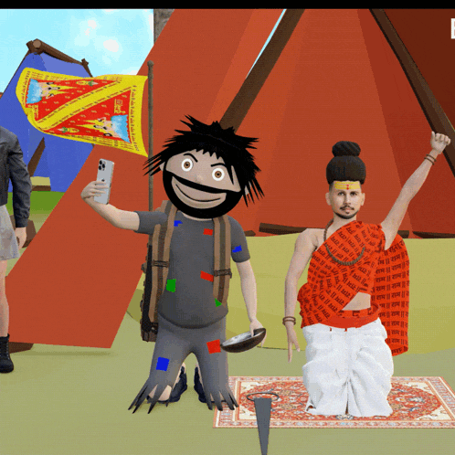 a cartoon of a man holding a flag that says ' i am a fool ' on it