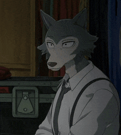 a cartoon wolf is wearing a suit and tie .