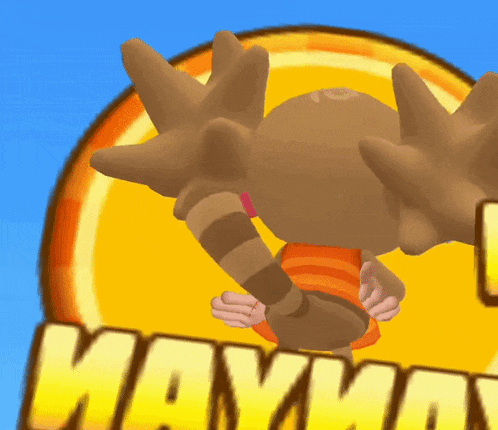 a cartoon character is standing in front of a yellow sign that says wayman