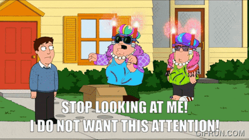a cartoon says stop looking at me