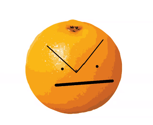 an orange with a face drawn on it that looks like a cartoon character