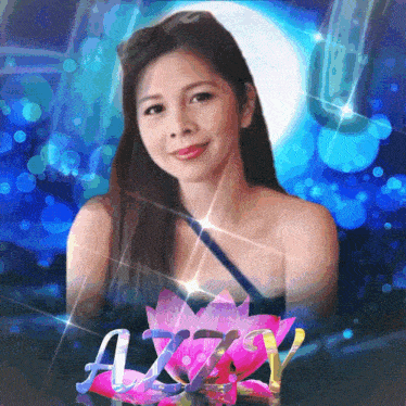 a painting of a woman with the word azzy on the bottom