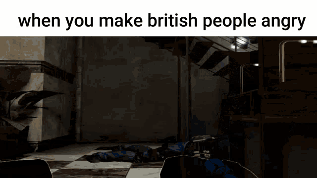 a man riding a motorcycle down a set of stairs with the caption when you make british people angry