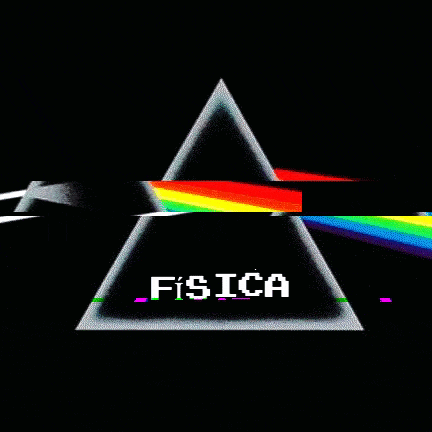 a triangle with the word fisica on it and a rainbow