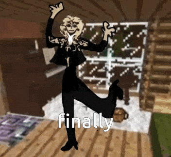 a drawing of a person dancing in a room with the words `` finally '' .