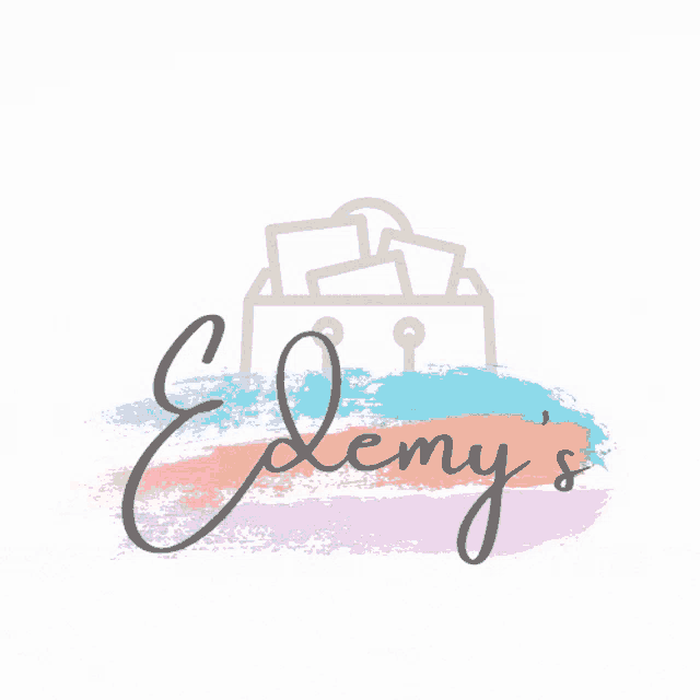 a logo for edeny 's shows a purse with cards inside of it