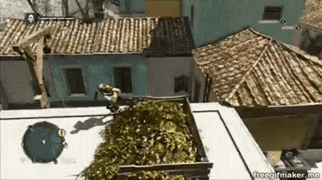 an aerial view of a video game scene with the number 1 on the bottom right