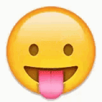 a yellow smiley face with a pink tongue sticking out of its mouth .