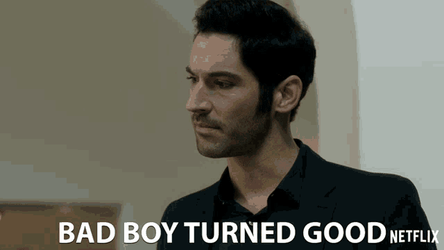 a poster for bad boy turned good netflix with a man in a suit