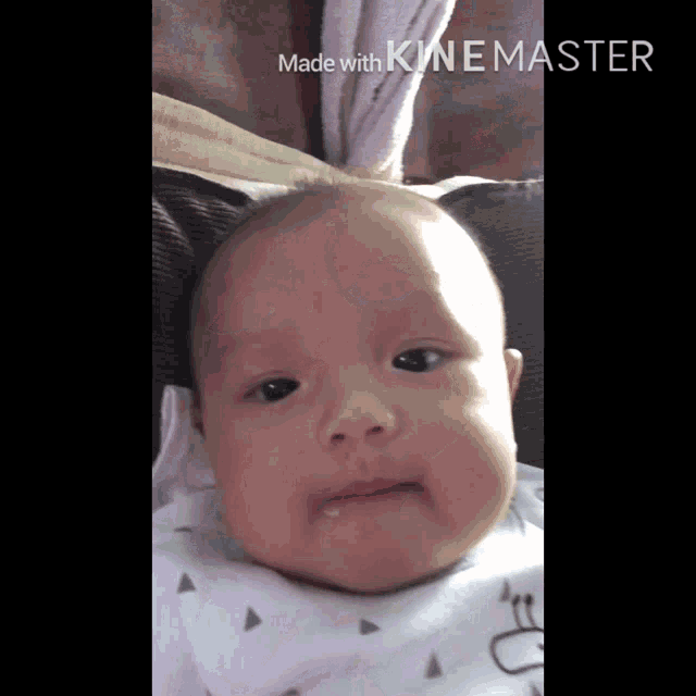 a baby 's face is made with kinemaster software