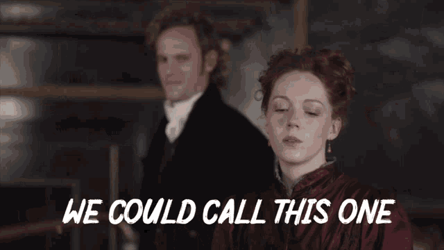 a woman with her eyes closed and the words " we could call this one " above her