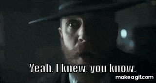 a man with a beard is wearing a hat and says `` yeah , i knew , you know . ''