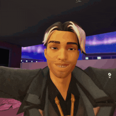 a cartoon character with a medal around his neck is smiling