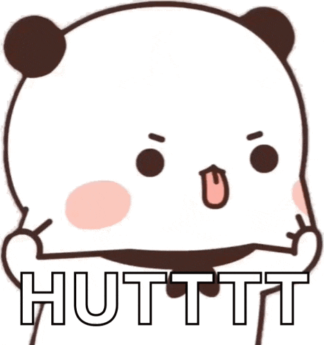 a panda bear is making a funny face and saying huttt