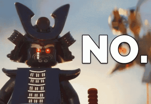 a samurai with red eyes and the word no on the bottom