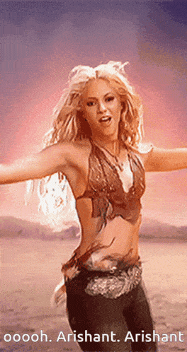 a picture of a woman dancing with the words oooh arishant arishant at the bottom