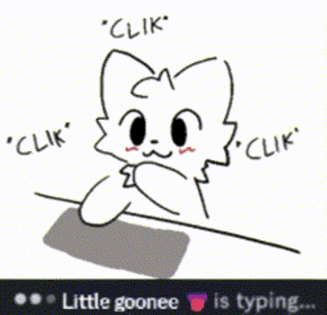 a drawing of a cat with the words " clik " and " clik " written on it