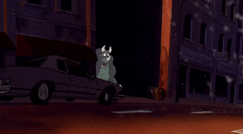a cartoon character is riding a motorcycle with a license plate that says tg