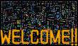 a colorful welcome sign that says welcome in yellow letters