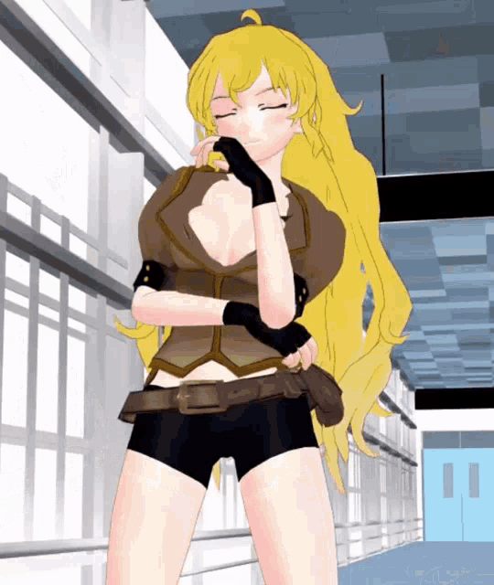 a 3d model of a woman with long blonde hair