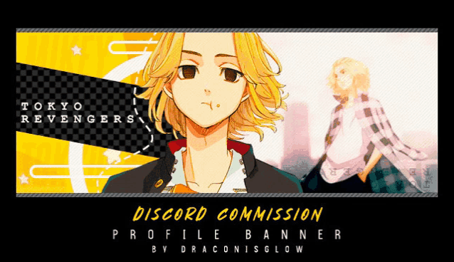 a tokyo revengers discord commission profile banner is shown