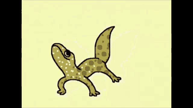 a cartoon drawing of a lizard with spots on its skin .