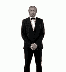 a man in a suit and bow tie is standing on a white background .