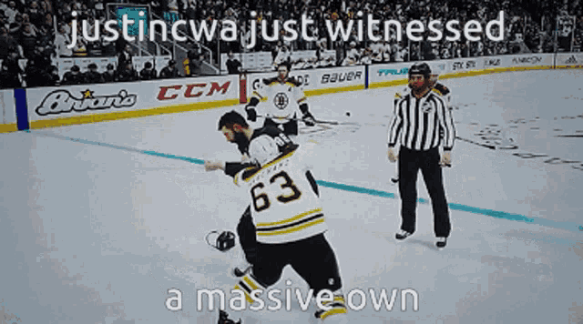 a hockey player with the number 63 on his back