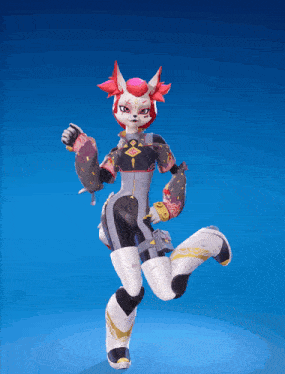 a video game character with a fox 's head and red hair