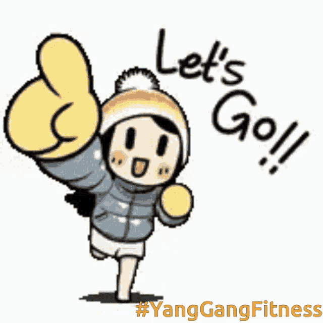 a cartoon of a girl giving a thumbs up with the words let 's go