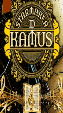 a logo for starmaker id kamus with a book of music in the background