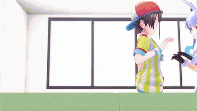 a couple of anime girls laying next to each other with bubbles around them