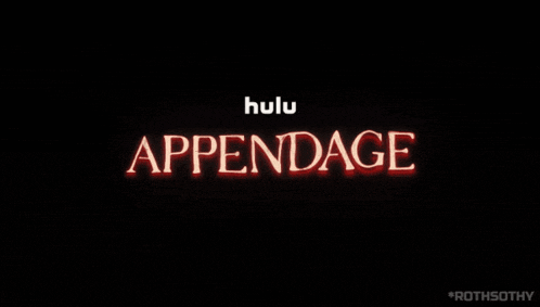 a hulu logo that says appendage in red letters