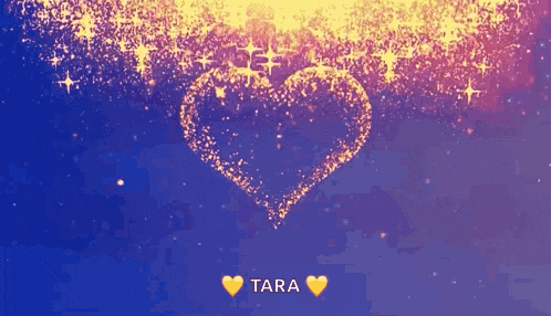 a blue background with a heart made out of stars and the name tara on it
