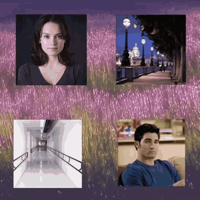 a collage of images shows a woman a man and a hospital hallway