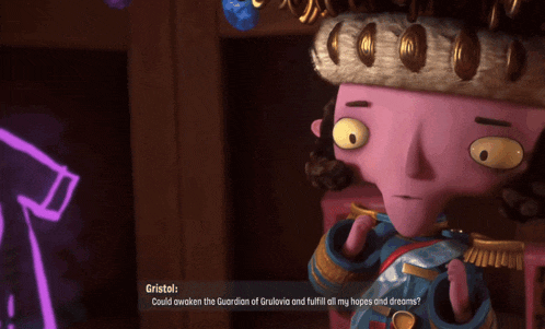 a cartoon character named gristel is talking to another character in a video game