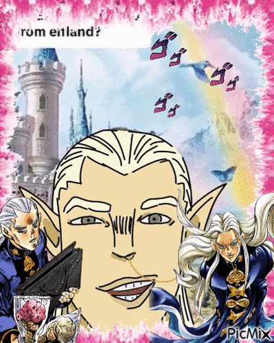 a picture of a man with a castle in the background and the words rom erland on the bottom