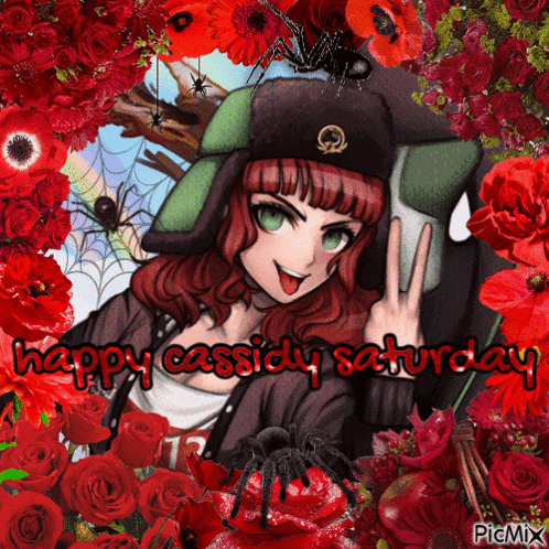 a picture of a girl with the words happy cassidy saturday at the bottom