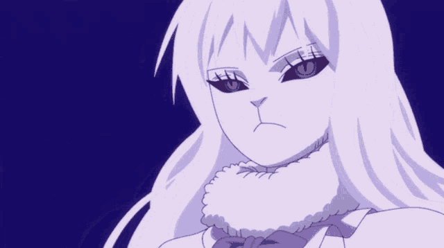 a white anime character with red eyes