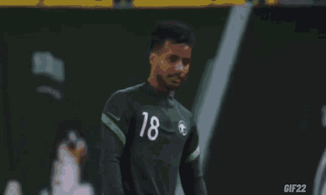 a soccer player with the number 18 on their jersey