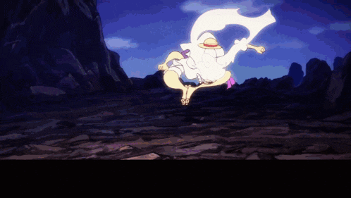 a cartoon character with a straw hat and a white cape