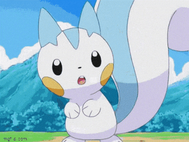 a cartoon squirrel with a surprised look on its face is standing in a field .