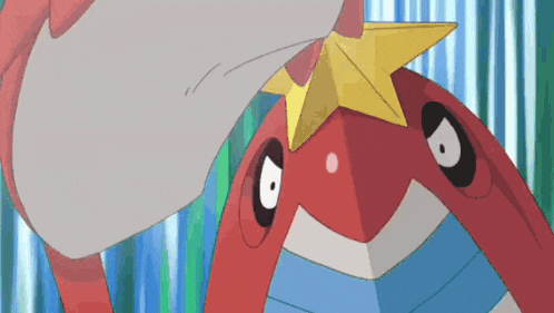 a close up of a cartoon character with a p on its face