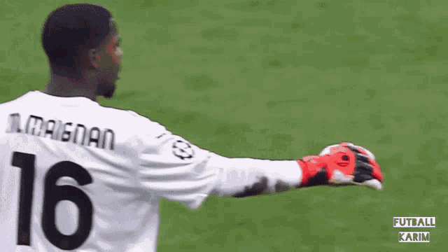 a soccer player with the number 16 on the back of his shirt